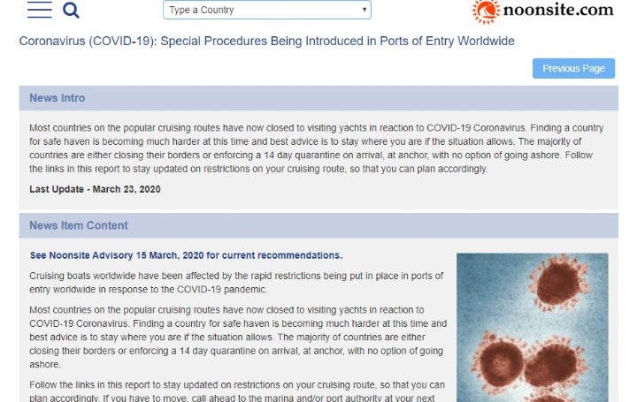 Coronavirus information for yachtsmen